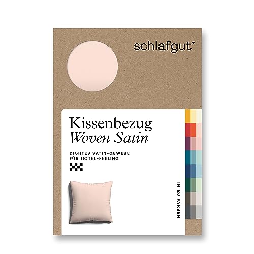 schlafgut Woven Satin Kissenbezug 40x40 cm Red Light Uni in Premium Hotelqualität, Kopfkissenbezug einzeln mit 100% weicher Baumwolle von schlafgut