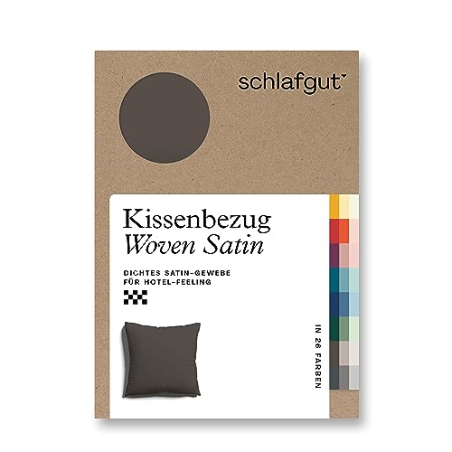 schlafgut Woven Satin Kissenbezug 40x40 cm Sand Deep Uni in Premium Hotelqualität, Kopfkissenbezug einzeln mit 100% weicher Baumwolle von schlafgut