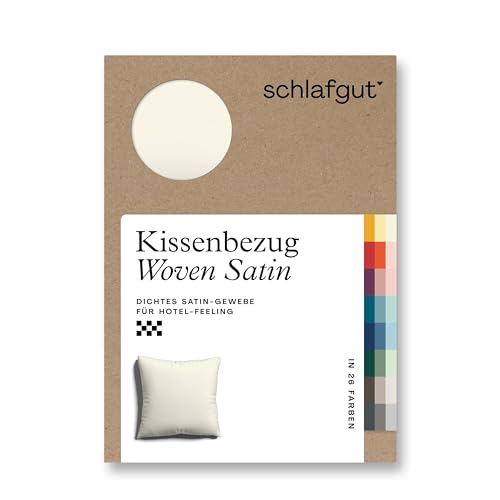 schlafgut Woven Satin Kissenbezug 40x40 cm Yellow Light Uni in Premium Hotelqualität, Kopfkissenbezug einzeln mit 100% weicher Baumwolle von schlafgut