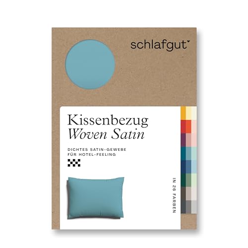 schlafgut Woven Satin Kissenbezug 60x80 cm Petrol Mid Uni in Premium Hotelqualität, Kopfkissenbezug einzeln mit 100% weicher Baumwolle von schlafgut