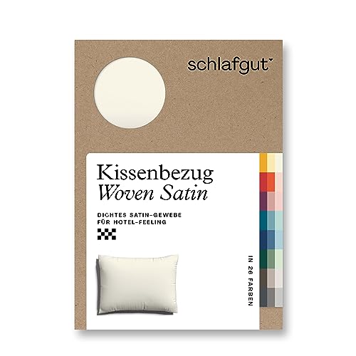 schlafgut Woven Satin Kissenbezug 60x80 cm Yellow Light Uni in Premium Hotelqualität, Kopfkissenbezug einzeln mit 100% weicher Baumwolle von schlafgut