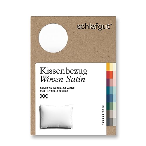 schlafgut Woven Satin Kissenbezug 70x90 cm Full-White Uni in Premium Hotelqualität, Kopfkissenbezug einzeln mit 100% weicher Baumwolle von schlafgut