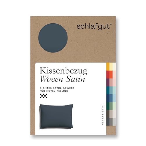 schlafgut Woven Satin Kissenbezug 70x90 cm Grey Deep Uni in Premium Hotelqualität, Kopfkissenbezug einzeln mit 100% weicher Baumwolle von schlafgut