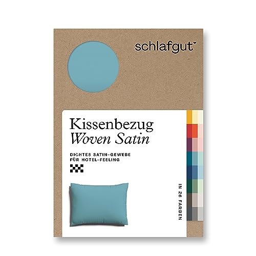 schlafgut Woven Satin Kissenbezug 70x90 cm Petrol Mid Uni in Premium Hotelqualität, Kopfkissenbezug einzeln mit 100% weicher Baumwolle von schlafgut