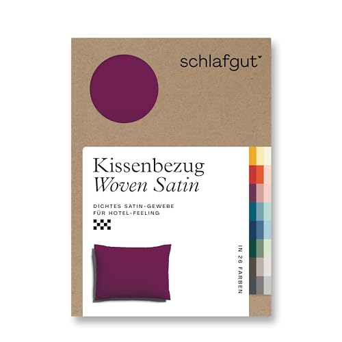 schlafgut Woven Satin Kissenbezug 70x90 cm Purple Deep Uni in Premium Hotelqualität, Kopfkissenbezug einzeln mit 100% weicher Baumwolle von schlafgut