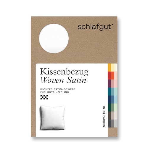 schlafgut Woven Satin Kissenbezug 80x80 cm Full-White Uni in Premium Hotelqualität, Kopfkissenbezug einzeln mit 100% weicher Baumwolle von schlafgut