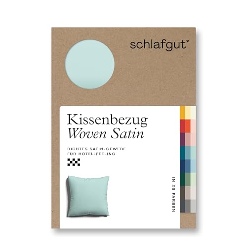 schlafgut Woven Satin Kissenbezug 80x80 cm Petrol Light Uni in Premium Hotelqualität, Kopfkissenbezug einzeln mit 100% weicher Baumwolle von schlafgut