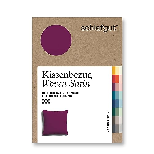 schlafgut Woven Satin Kissenbezug 80x80 cm Purple Deep Uni in Premium Hotelqualität, Kopfkissenbezug einzeln mit 100% weicher Baumwolle von schlafgut