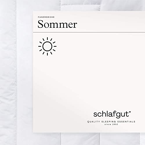 schlafgut kühle Premium Faserbettdecke Sommer, 135x200 cm weiß aus 100% Baumwolle mit High-Tech Allerban® Füllfasern von schlafgut