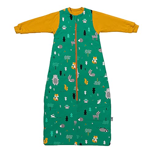 Schlummersack Winter Bio Schlafsack 110 cm Waldtiere | Babyschlafsack Mit Ärmel 3.5 Tog | Ganzjahres Bio Baumwolle von schlummersack