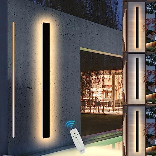 Dimmbar Lange Wandleuchte Villa Wandleuchte Schwarze Wandleuchte Wasserdicht Ip65 Aluminium Acryl Außen LED Wandleuchte für Gärten Terrassen Aussen wandleuchte (150cm 45W)[Energieklasse A] von schmaly