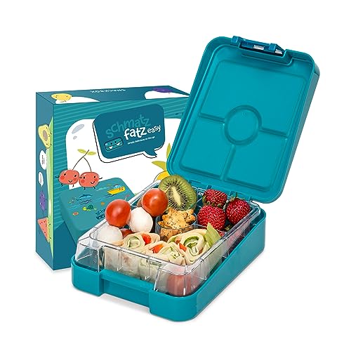 schmatzfatz Easy Brotdose für Kinder mit Fächern, Bunte Unterteilt & Auslaufsicher, BPA-Freie Lunchbox für Kindergarten/Kita, Bento Box, Sichere Snackbox Vesperdose von schmatzfatz
