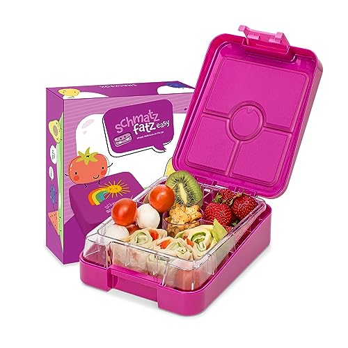schmatzfatz Easy Brotdose für Kinder mit Fächern, Bunte Unterteilt & Auslaufsicher, BPA-Freie Lunchbox für Kindergarten/Kita, Bento Box , Sichere Snackbox Vesperdose von schmatzfatz
