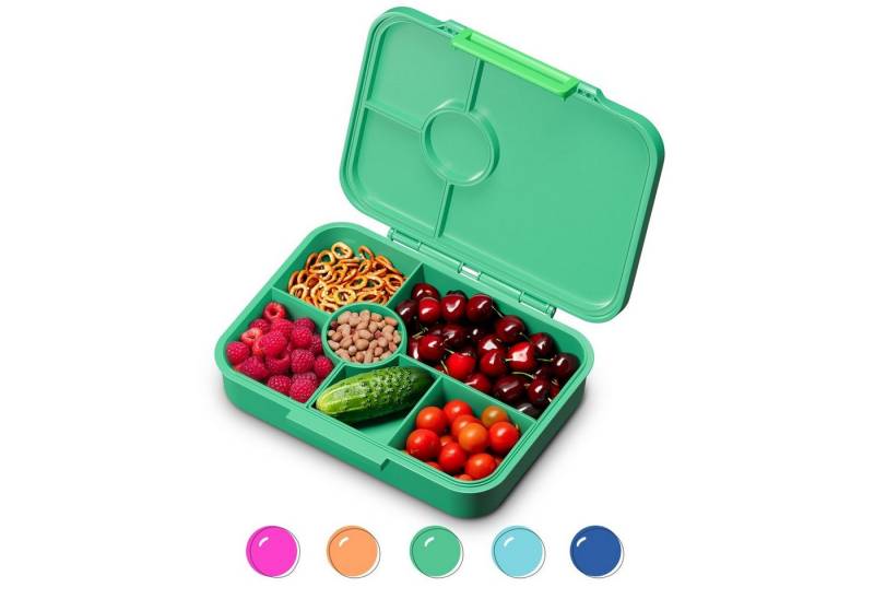 schmatzfatz Frischhaltedose Lite Lunchbox 6 Fächer 20,8 x 4,5 x 15 cm, Tritan, Silikon, (Packung), Auslaufsicher BPA-frei- Kinderfreundliche mit fächern Kinder Schule von schmatzfatz