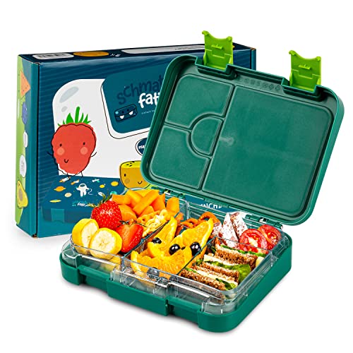 schmatzfatz Junior Brotdose für Kinder mit Fächern, Bunte, Unterteilt & Auslaufsicher, BPA-Freie Lunchbox für Kita, Bento Box , Sichere Vesperdose von schmatzfatz