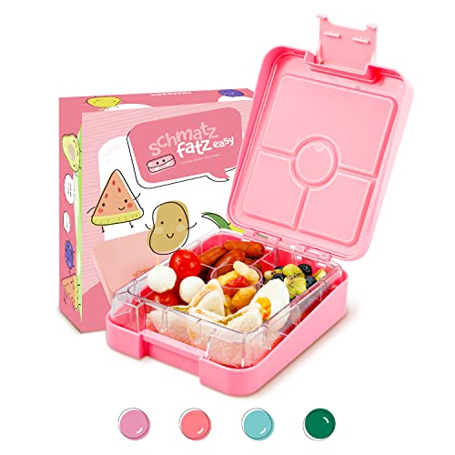 schmatzfatz easy Kinder Snackbox, Brotdose, Brotdose mit Fächern, Bento Box, Brotdose, Lunchbox, Geschenk (Rosa) von schmatzfatz