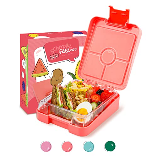 schmatzfatz easy Snackbox, mit Fächern, Brotdose, Lunchbox, Bento Box, Geschenk für Kinder (Coral) von schmatzfatz