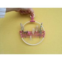 Kleiner Trockenblumenkranz Mit Makramee Aufhängung in Rosa | Wandkranz Blumenring Türkranz Boho Ring Floral Hoop Traumfänger von schmunzelmaedchen