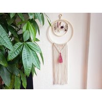 Makramee Traumfänger Mit Trockenblumen | Trockenblumenkranz Wandbehang Blumenring Frühling Floraler Hoop von schmunzelmaedchen