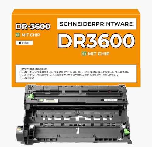 Schneider Printware DR3600 Trommel Kompatibel mit Brother DR-3600 DR 3600 für HL-L5215DN HL-L6210DW HL-L6410DN HL-L6415DN HL-L5210DN L5210DW MFC-L5715DN MFC-L6710DW MFC-L6915DN MFC-L5710DN L5710DW von schneiderprintware