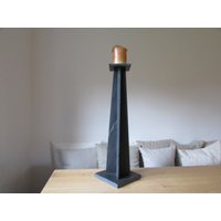 Boden-Kerzenständer Vintage 60S/70S Brutalist Design Aus Grauem Naturschiefer von schoenARTigsein