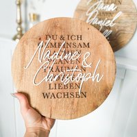 Holzschild Mit Spruch Und 3D Namen in Rund "Du & Ich" | Hochzeitsgeschenk Familienschild Geschenk Zum Einzug Personalisiert von schoenedeko