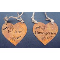 2Er Set Grabschmuck Herz Unvergessen & in Liebe - Rostoptik von schongesehen
