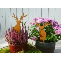 Beetstecker 2Er Set Hirsche Elch | Gartenstecker Xmas Weihnachten Weihnachtsdeko Rostoptik Rostdeko Geschenk Mitbringsel von schongesehen