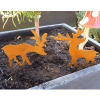 Deko Zum Stecken 2Er Set Hirsche Midi 12/19 cm Beetstecker Gartenstecker Xmas Weihnachten Weihnachtsdeko Rostoptik Rostdeko Geschenkidee von schongesehen