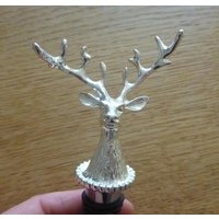 Flaschenverschluss Hirsch Weinverschluss Korken Silber 13 cm - Weihnachtsgeschenk von schongesehen