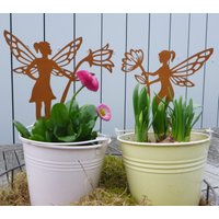 Frühlingsdeko 2Er Fee Elfen Elfe Beetstecker Gartenstecker Dekoration Rostdeko Outdoor von schongesehen