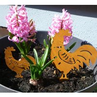 Gartenstecker Beetstecker Hahn 17 cm Gartendeko Rostdeko Deko Garten Rostoptik Geschenk Mitbringsel Pflanzenstecker von schongesehen