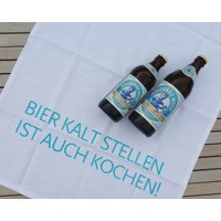 Geschirrtuch Mit Spruch Weiß - Bier Kaltstellen Ist Auch Kochen Geschenk Männer | Umzug Einzug Küche von schongesehen