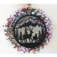 Türkranz Beerenkranz Gefrostet Beschneit Und Ring Tanne Hirsch Rot Grün Schwarz Gold 26/18 cm von schongesehen