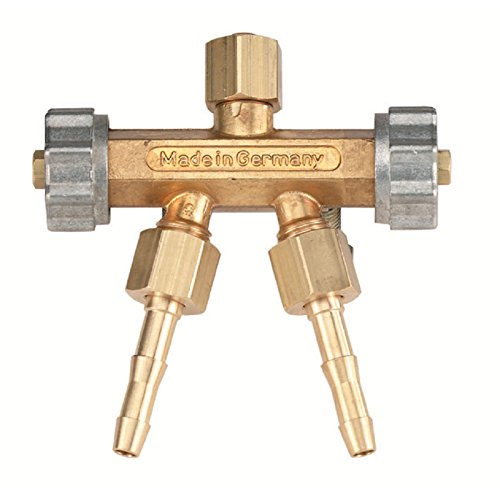 SCHWEISSER KING Doppelabzweigventil Gasverteiler Zweiwegeventil 1/4'' rechts, Tülle:6 mm von schweisser-king