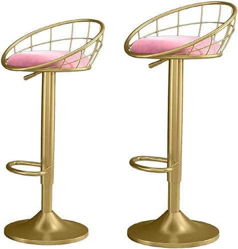 scolala Bar Paar Barhocker, Moderne, um 360° drehbare Barstühle mit Rückenlehne und Fußstütze for die Frühstückstheke in der Küche zu Hause Hocker (Color : Pink) von scolala