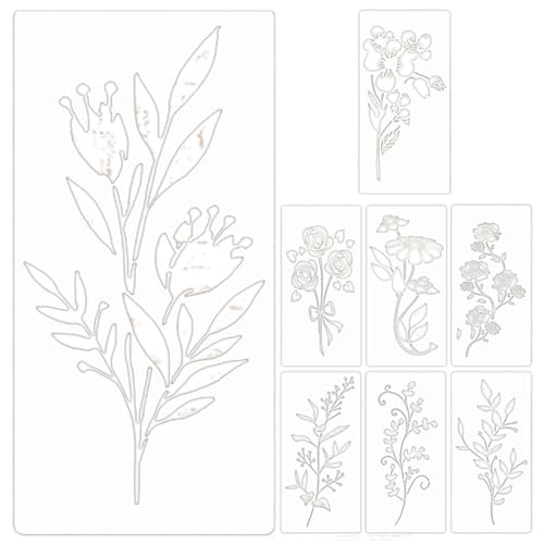 scyca Blumenschablonen zum Malen auf Holz, Schablonen zum Malen, lebendige Blumenschablone, 8 Stück, zum Malen auf Holz, Blumenschablonen, wiederverwendbare Malschablonen scyca Blumenschablonen zum Malen auf Holz, Schablonen zum Malen, lebendige Blumenschablone, 8 Stück, zum Malen auf Holz, Blumenschablonen, wiederverwendbare Malschablonen von scyca