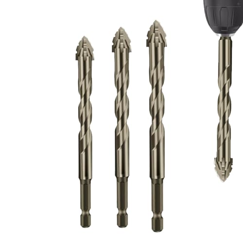 scyca Exzenterbohrer Set, Hochfeste Stahlbohrer, Vierschneidige gezahnte Bohrer, Vielseitiges Vierschneidiges Spiralbohrer-Set für Beton und Glas von scyca