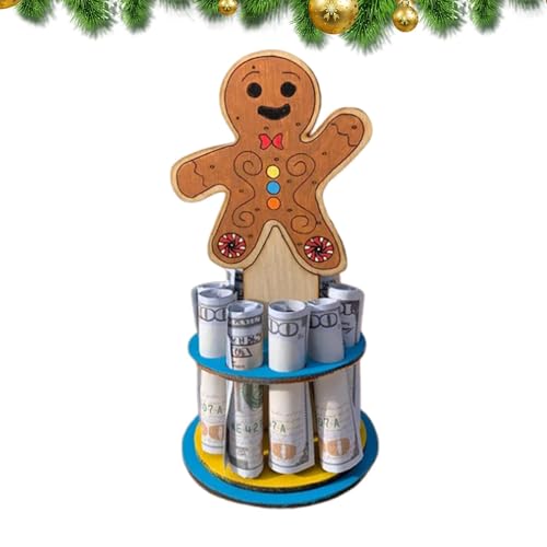 scyca Geldklammernspender aus Holz, Geldhalter für Weihnachten, Holzdekoration mit Bargeldhalter für Lebkuchenmann, Dekoration scyca Geldklammernspender aus Holz, Geldhalter für Weihnachten, Holzdekoration mit Bargeldhalter für Lebkuchenmann, Dekoration von scyca