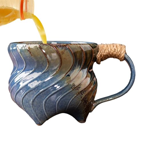 scyca Keramik-Kaffeetasse, Kaffeetasse aus Keramik, unregelmäßige Kaffeetasse, 270 ml, Retro-Kaffee-Wasserbecher mit großem Fassungsvermögen für Cappuccino Espresso mit Tee mit Milch von scyca