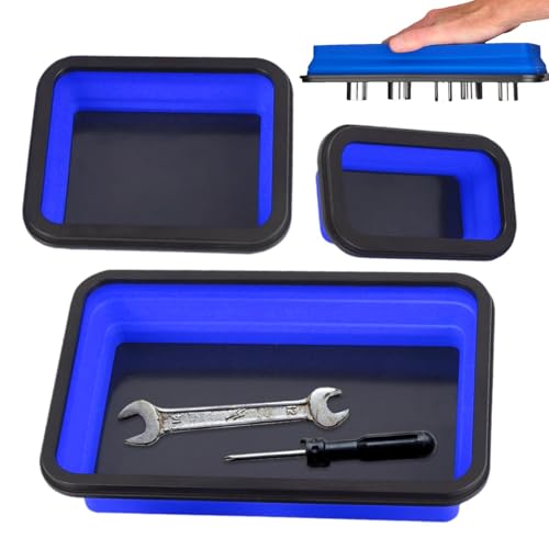 scyca Magnetablage mit Schraubenhalterung, klappbares Magnettablett - Set mit magnetischen Ablagen für Mechaniker in 3 verschiedenen Größen, magnetische Tabletts für Amateure, Automobil von scyca