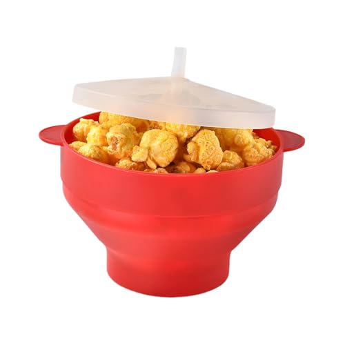 scyca Mikrowellen-Popcorn-Maschine | Mikrowellengeeigneter Popcornbehälter aus Silikon, mikrowellengeeignet, zusammenklappbarer Popcornbehälter mit Deckel von scyca