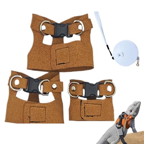 scyca Reptiliengeschirr, Geschirr für kleine Tiere | Verstellbares Geschirr aus Kunstleder mit Zugseil - 3 x Geschirr für Eidechse, Eichhörnchen, Chamäleon, Hamster, Frettchen, kleines Tier scyca Reptiliengeschirr, Geschirr für kleine Tiere | Verstellbares Geschirr aus Kunstleder mit Zugseil - 3 x Geschirr für Eidechse, Eichhörnchen, Chamäleon, Hamster, Frettchen, kleines Tier von scyca