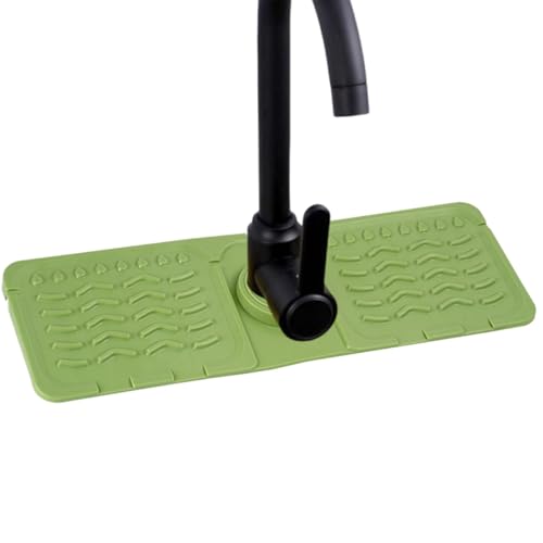 scyca Spüle mit Ablaufmatte, Wasserhahnmatte, Silikonmatte für Wasserhahn, Auffangschale mit Wasserhahngriff mit Lochmatte von scyca