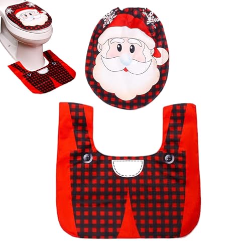 scyca Weihnachtsdekoration für WC-Sitzbezüge, Weihnachts-Set für WC-Sitze, Toilettendeckel mit Teppich | WC-Deckel-Set mit WC-Vorleger von scyca