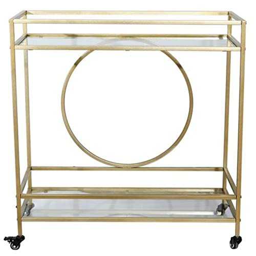 Internationaler Bar-Servierwagen, Esszimmer-Auto-Aufbewahrungsregal, 2-lagig, goldfarbener Metallrahmen, Glasplatte (Farbe: Gold, Größe: 90,3 x 40 x 94,4 cm) (Gold, 90,3 x 40 x 94,4 cm) von sdghfghdbghgfyedvfvjk
