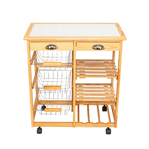 Küchen- und Esszimmer-Wagen mit 2 Schubladen, herausnehmbares Aufbewahrungsregal mit rollenden Rädern, Küchenwagen, Esszimmer (Farbe: Beige, Größe: 1 Stück) (Beige 1 Stück) von sdghfghdbghgfyedvfvjk