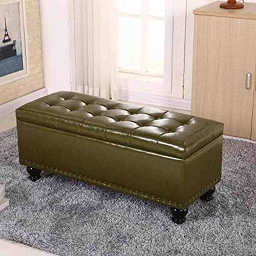 Aufbewahrungshocker, Box-Fußhocker, Klapp-Top, Aufbewahrungsbank, Fußhocker, Kunstleder, braune Fußstütze mit Schaumstoffpolsterung, 4-Bein-Ständer, Dunkelgrün, 150,40,42 cm von sdhgsdgdhsavbxc