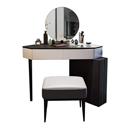 Kommode Tisch Wohnung Eckdreieck | Ein einfacher moderner Leuchttisch | Schminktisch mit Hocker | Tisch mit Stauraum | für Schlafzimmer und Wohnzimmer von sdhgsdgdhsavbxc