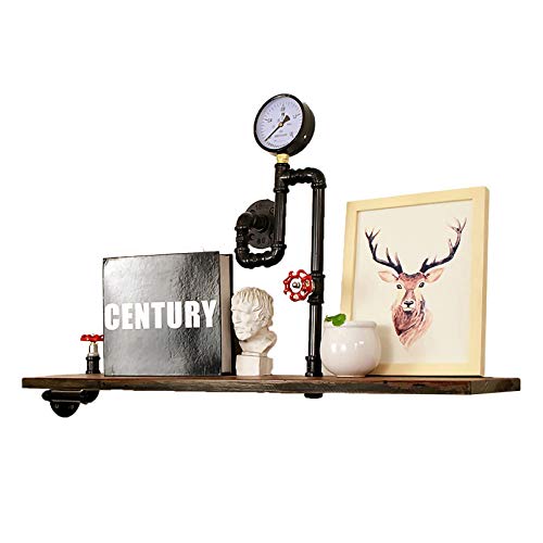 Regal Wand Deko Regale Massivholz Verkleidung und Schmiedeeisen Rohr mit Montagezubehör in Haus und Küche Vintage Stil (Schwarz) von sdhgsdgdhsavbxc